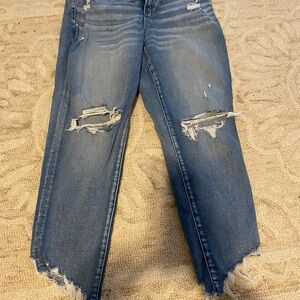 American Eagle Outfitters Ripped Straight Leg Jeans - Blue